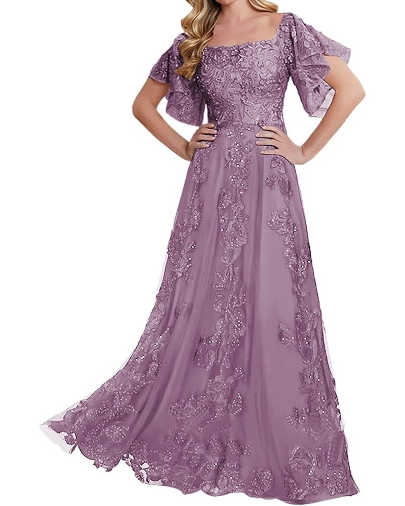 Lace Mother of The Bride Dresses - Sleeves Formal Evening Gowns Wedding Long Mauve $47.00 Dresses