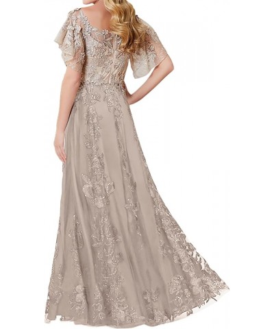 Lace Mother of The Bride Dresses - Sleeves Formal Evening Gowns Wedding Long Mauve $47.00 Dresses