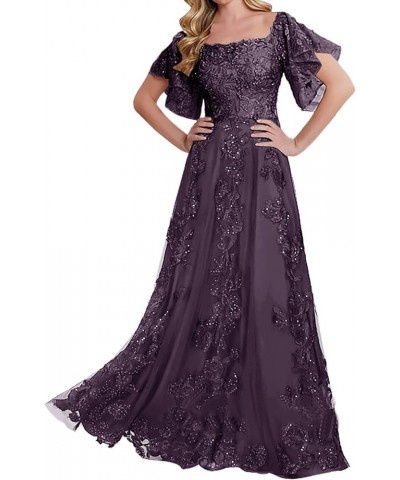 Lace Mother of The Bride Dresses - Sleeves Formal Evening Gowns Wedding Long Mauve $47.00 Dresses