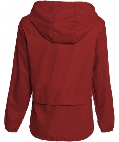 Women's Lightweight Hooded Raincoat Waterproof Packable Active Outdoor Rain Jacket (S-3XL) Wine Red $17.76 Coats