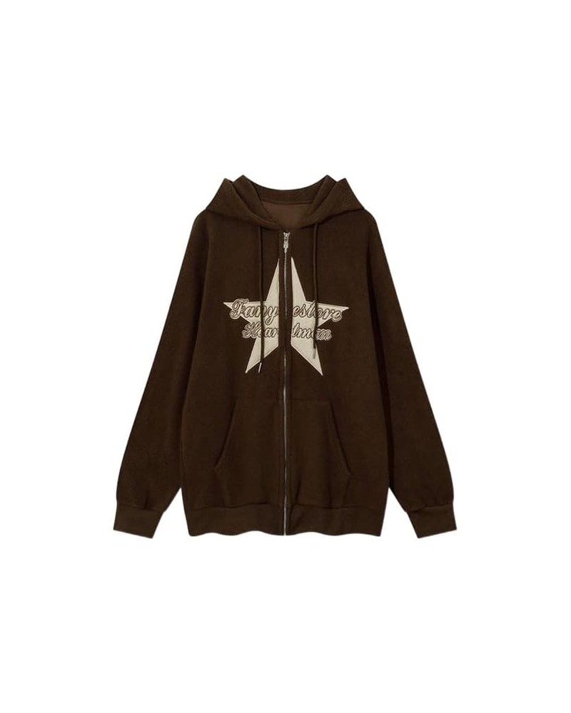 Star Print Hoodie for Women Y2k Fairy Grunge Zip Up Loose Oversized Sweatshirt Hurajuku Punk Fall Jacket with Pocket 23aug28b...