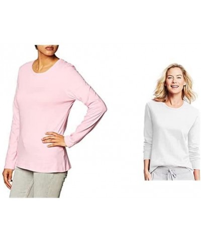 Women's Perfect-T Long Sleeve T-Shirt - 2 Pack Navy & Pink Swish $11.58 Activewear