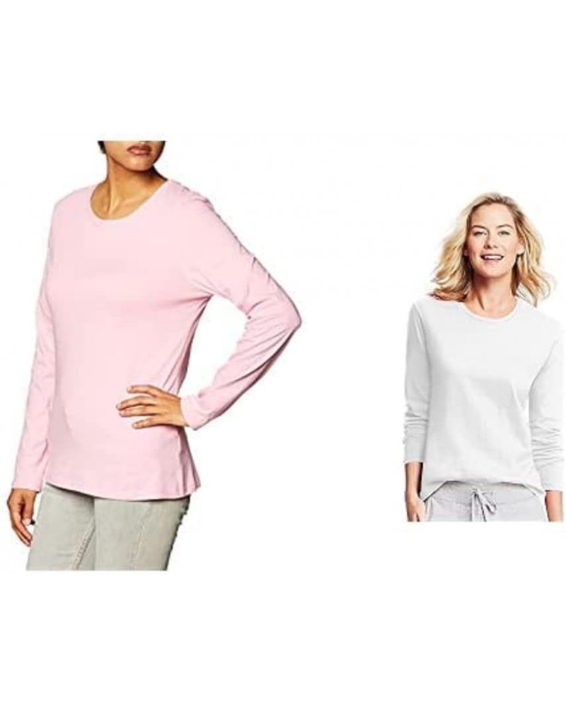 Women's Perfect-T Long Sleeve T-Shirt - 2 Pack Navy & Pink Swish $11.58 Activewear