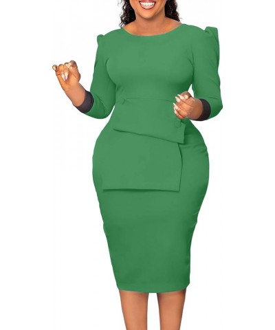 Wedding Guest Dress Women's Slim Bodycon Ruffle Short Sleeve Cocktail Midi Pencil Dress for Wedding Guest Women Cyge-green $1...