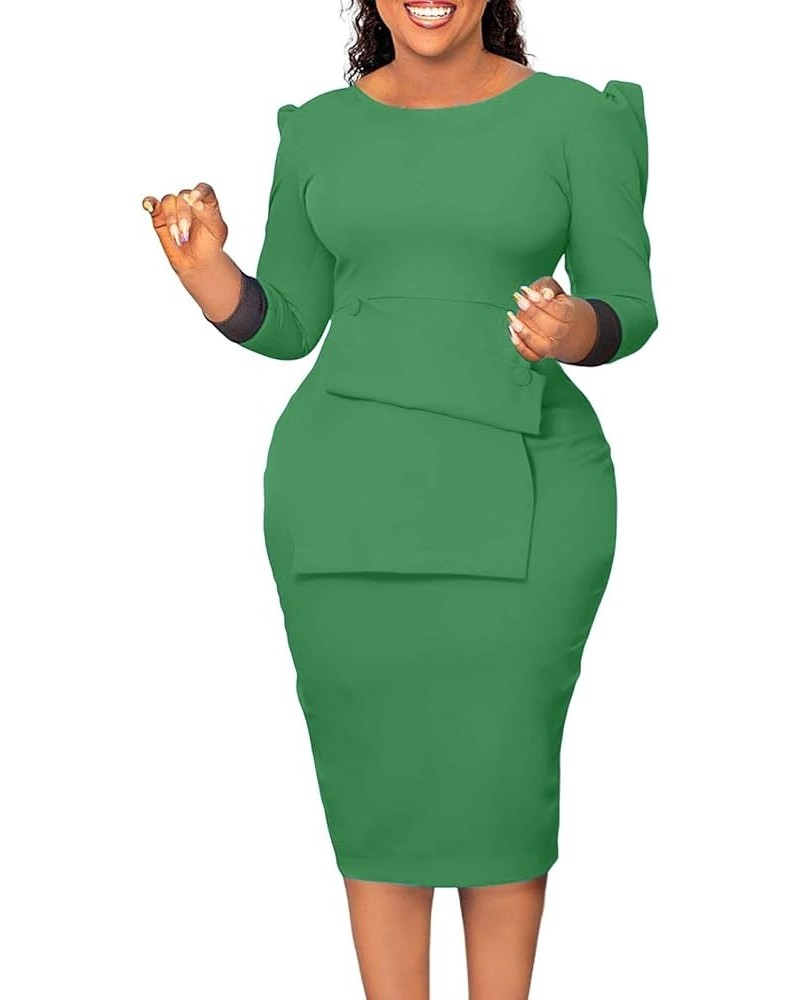 Wedding Guest Dress Women's Slim Bodycon Ruffle Short Sleeve Cocktail Midi Pencil Dress for Wedding Guest Women Cyge-green $1...