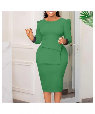 Wedding Guest Dress Women's Slim Bodycon Ruffle Short Sleeve Cocktail Midi Pencil Dress for Wedding Guest Women Cyge-green $1...