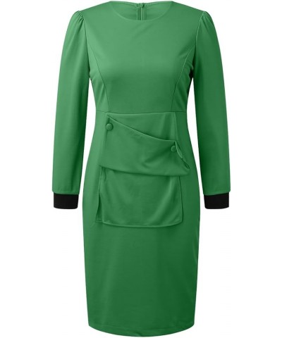 Wedding Guest Dress Women's Slim Bodycon Ruffle Short Sleeve Cocktail Midi Pencil Dress for Wedding Guest Women Cyge-green $1...