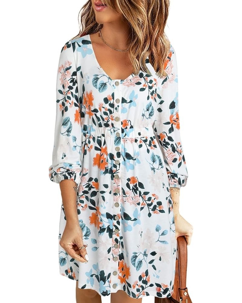 Off The Shoulder Tops for Women Casual Floral Blouses Lantern Sleeves Chiffon Shirt Tops Printed White $16.95 Rompers