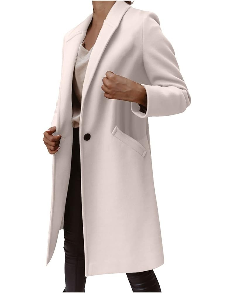 Trench Coat Women,Ladies Elegant Lapel Solid Button Down Blazer Casual Work Wear Long Windbreaker Trench Coat Beige $11.27 Coats