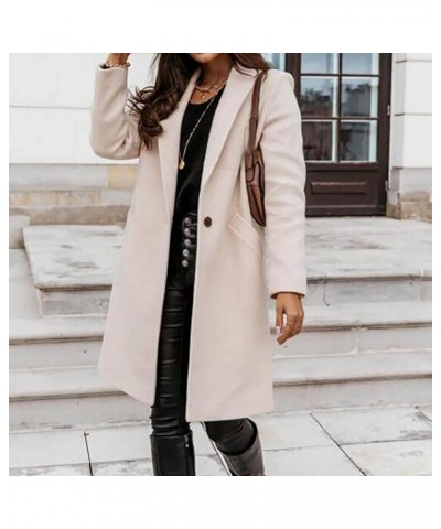 Trench Coat Women,Ladies Elegant Lapel Solid Button Down Blazer Casual Work Wear Long Windbreaker Trench Coat Beige $11.27 Coats