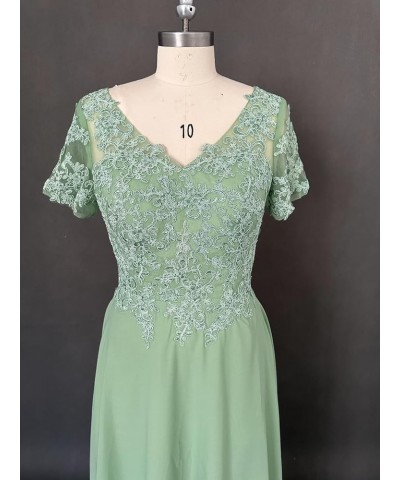 Mother of The Bride Dresses Tea Length Lace Appliques Chiffon Short Sleeve V Neck Formal Evening Dresses for Women Champagne ...