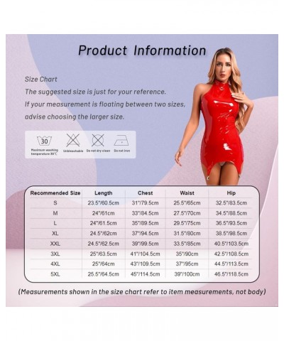 Women Shiny Leather Dress Hollow Out Lace Up Bodycon Party Night Club Latex Dresses 5red I $8.03 Dresses