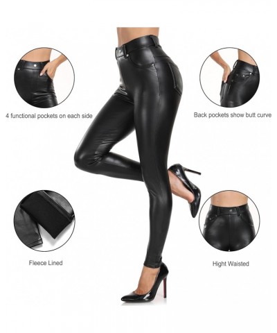 Women's Faux Leather Leggings with Pockets High Waisted Pleather Sexy Pants Stretchy Tights Black With Pockets $16.11 Leggings