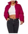 Women's Crop Short Jacket Cropped Puffer Fashion Jackets for Women Warm Winter Lightweight Coat Fuchsia $28.52 Jackets