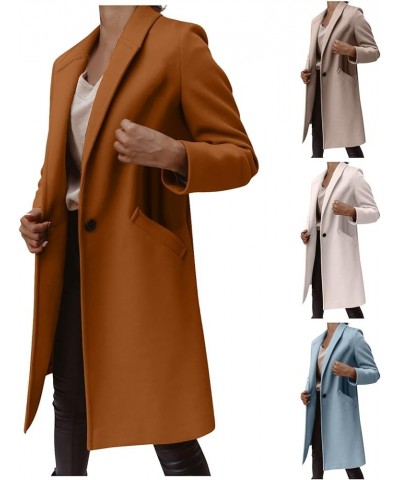 Trench Coat Women,Ladies Elegant Lapel Solid Button Down Blazer Casual Work Wear Long Windbreaker Trench Coat Beige $11.27 Coats