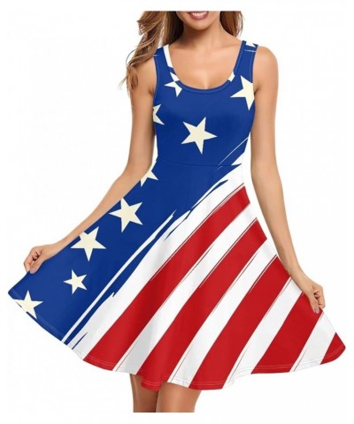 Summer Sleeveless Tank Dress for Women Girls Knee Length Sundress with Side Pockets American Flag $20.99 Dresses