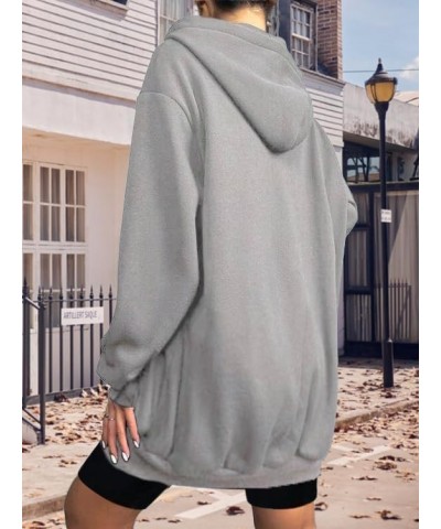 Womens Zip Up Hoodies Long Sleeve Fall Hooded Lightweight Tunic Sweatshirt Oversize Fleece Jacket With Pockets Grey $23.39 Ho...