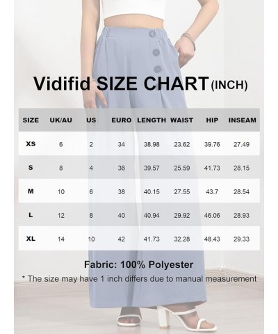 Women's Wide Leg Casual Pants Elastic High Waist Button Decor Palazzo Loose Lounge Business Trousers with Pockets Blue $20.29...