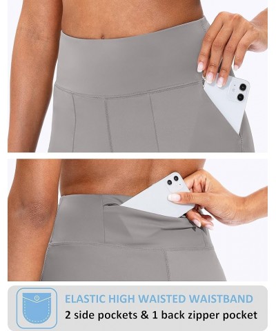 Bermuda Shorts for Women with Zipper Pocket Womens High Waisted Long Shorts for Running Workout Athletic Light Grey $15.68 Ac...