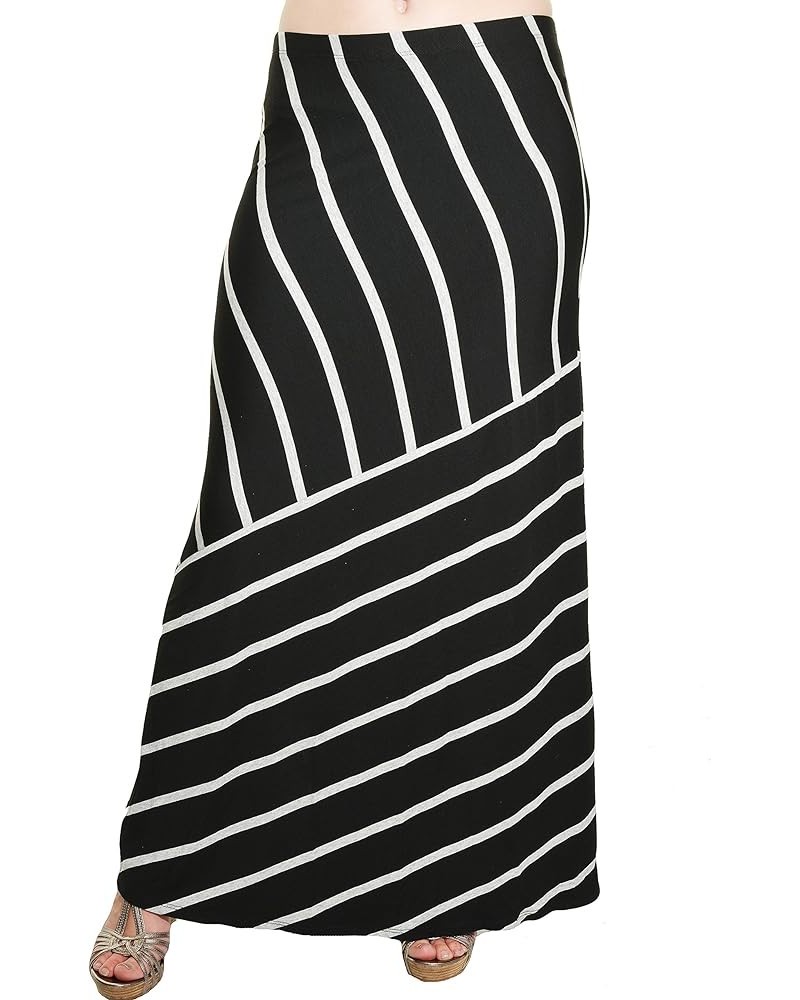 Ladies' Maxi Skirt Black & Gray Stripe $19.24 Skirts