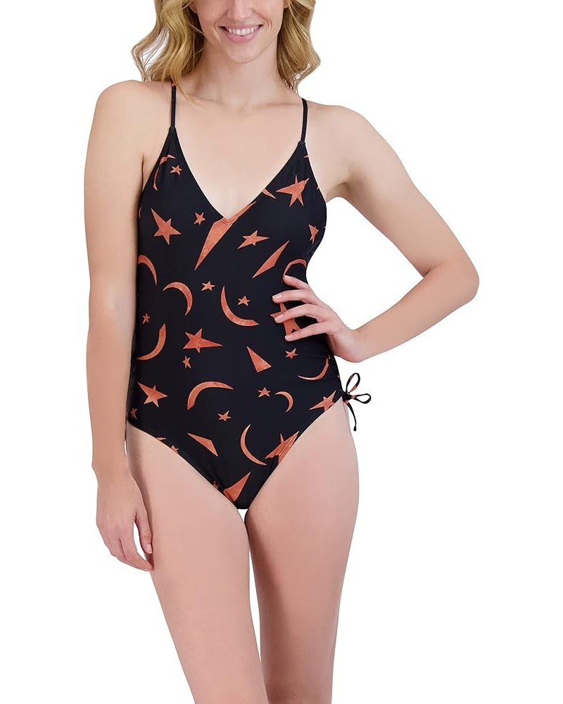 Women's Standard One Piece Swimsuit Adjustable V Neck Tummy Control Quick Dry Bathing Suit Interstellar Black $21.69 Swimsuits