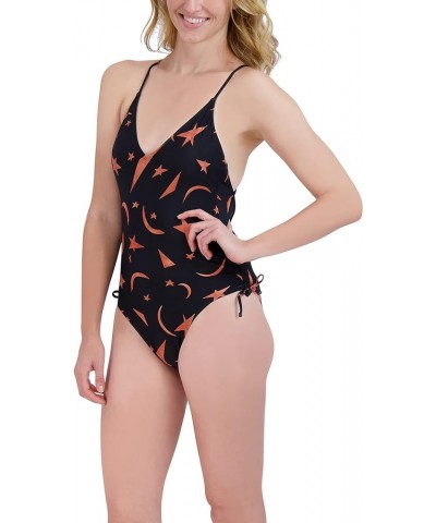 Women's Standard One Piece Swimsuit Adjustable V Neck Tummy Control Quick Dry Bathing Suit Interstellar Black $21.69 Swimsuits