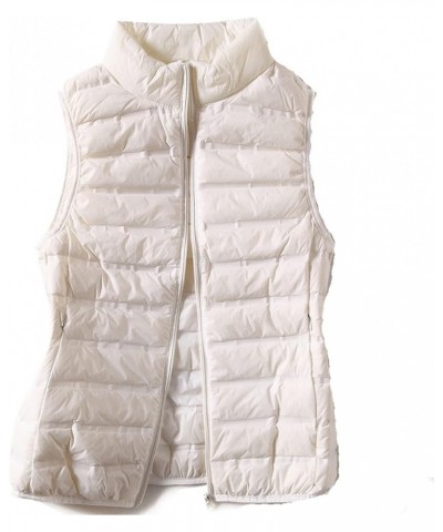 Women's Ultra Light Long Down Vest Zipper Up Nylon Water-Resistant Puffer Vest Coat for Outdoor White $29.67 Vests