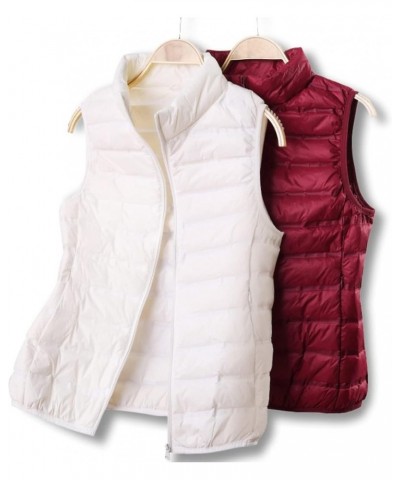 Women's Ultra Light Long Down Vest Zipper Up Nylon Water-Resistant Puffer Vest Coat for Outdoor White $29.67 Vests