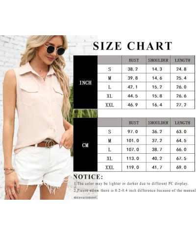 Women's Solid Lapel Sleeveless Tank Tops Summer Button Down Shirts Office Ladies Shirts Blue $13.43 Tanks