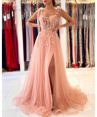 Lace Appliques Prom Dresses Long Ball Gown with Slit Tulle Sweetheart Evening Party Gowns Yellow $30.00 Dresses