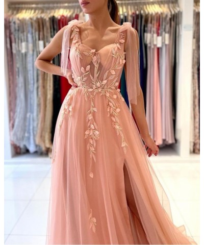 Lace Appliques Prom Dresses Long Ball Gown with Slit Tulle Sweetheart Evening Party Gowns Yellow $30.00 Dresses