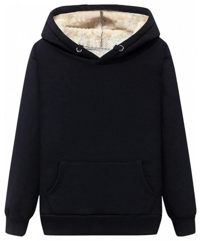 Womens Winter Warm Fleece Lined Hoodies Solid Thick Pullover Casual Sweatshirts Long Sleeve Tops Loose Hoodie Shirt Black 02 ...