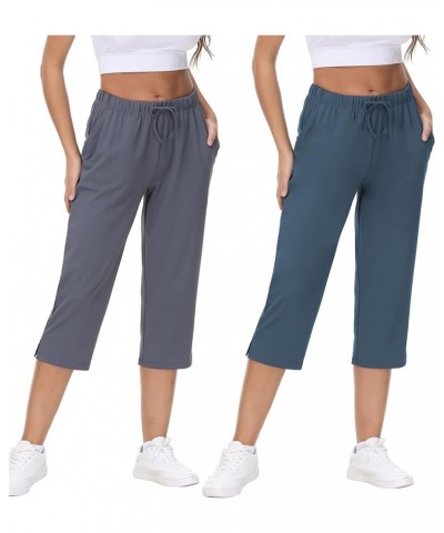 Women's Cropped Capri Pant Capri Pants - 2pack - Grey and Navy $11.89 Pants