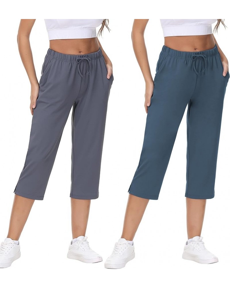 Women's Cropped Capri Pant Capri Pants - 2pack - Grey and Navy $11.89 Pants