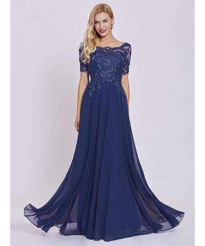 Women's Long Lace Mother of The Bride Dresses with Sleeves Bateau Chiffon Maxi Formal Evening Gowns Brown $39.74 Dresses