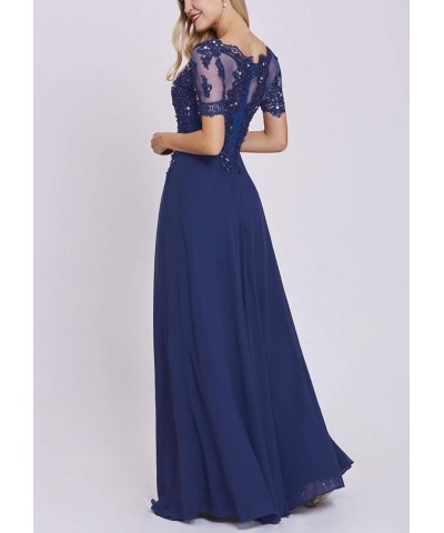 Women's Long Lace Mother of The Bride Dresses with Sleeves Bateau Chiffon Maxi Formal Evening Gowns Brown $39.74 Dresses