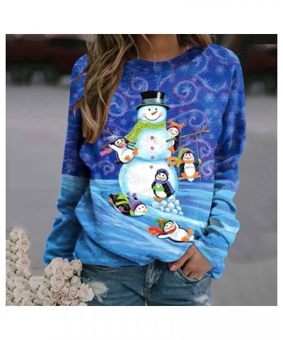 Christmas Shirts for Women Long Sleeve Crewneck Sweatshirts 2023 Ugly Xmas Holiday Sweater Loose Fashion Pullover 18 Blue $6....