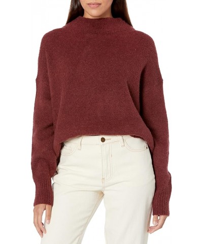 Women's Mock Neck Cozy Sweater – Soft Long Sleeve Pullover Top Wine $34.19 Sweaters