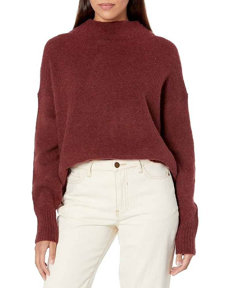 Women's Mock Neck Cozy Sweater – Soft Long Sleeve Pullover Top Wine $34.19 Sweaters