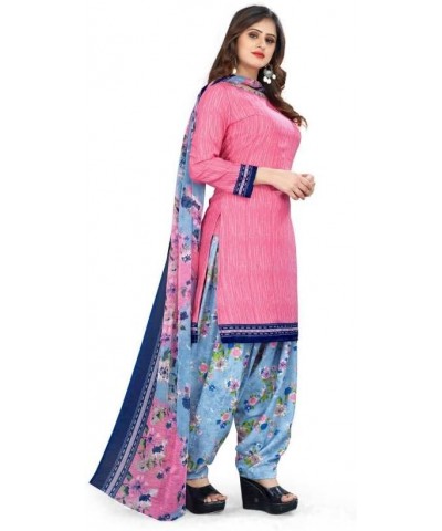 Readymade Patiala Punjabi Salwar Suit of Crepe Fabric with Chiffon Dupatta for Women & Girls Pink-9 $23.39 Suits