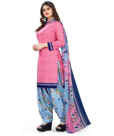 Readymade Patiala Punjabi Salwar Suit of Crepe Fabric with Chiffon Dupatta for Women & Girls Pink-9 $23.39 Suits