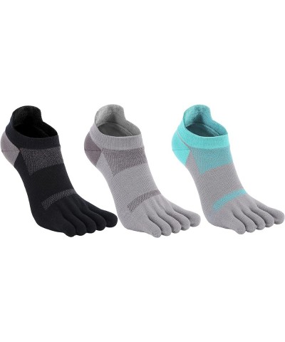 Toe Socks Running Five Finger Socks for Men Women 3 Pairs Ankle Quarter Athletic Sport Socks 07 Black + Gray + Lake Blue【ankl...