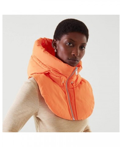 Lacy Collar Women False Vest Sleeveless Zip Up False Hooded Mock Collar Padded Gilet Lightweight Winter Orange $12.04 Vests