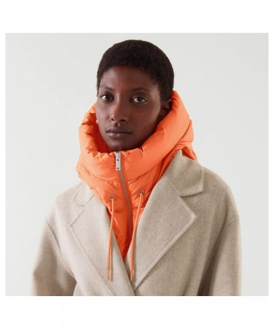 Lacy Collar Women False Vest Sleeveless Zip Up False Hooded Mock Collar Padded Gilet Lightweight Winter Orange $12.04 Vests