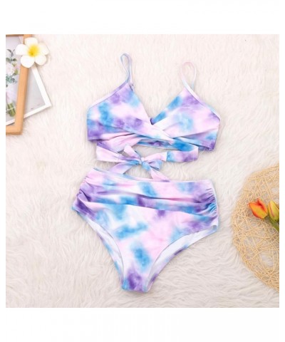 Two Piece Swimsuit for Women High Waisted Tummy Control Bathing Suit Full Coverage Front Cross Push Up Sexy Bikini Sets B2_pu...