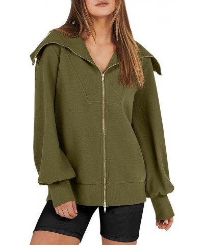 Womens Full Zip Up Hoodie Sweatshirt 2023 Winter Casual Long Sleeve Sweaters Jackets Fall Warm Trendy Clothes Green $13.80 Ho...