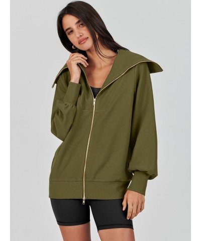 Womens Full Zip Up Hoodie Sweatshirt 2023 Winter Casual Long Sleeve Sweaters Jackets Fall Warm Trendy Clothes Green $13.80 Ho...