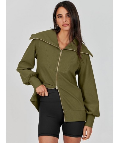 Womens Full Zip Up Hoodie Sweatshirt 2023 Winter Casual Long Sleeve Sweaters Jackets Fall Warm Trendy Clothes Green $13.80 Ho...