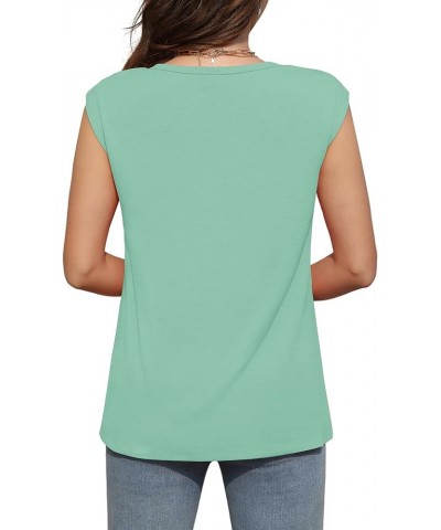 Tank Tops for Women Summer Cap Sleeve Shirts with Cute Lace Pompom 2024 Fashion D-lake Green $10.79 Tanks