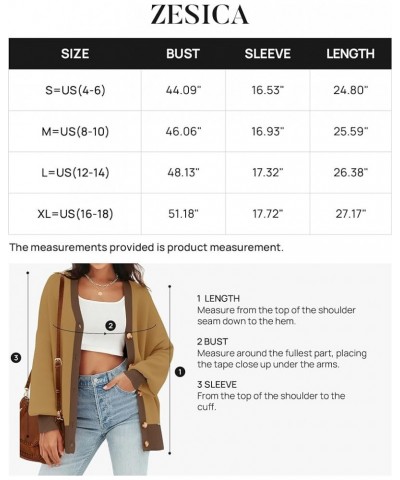 Women's Casual Loose Knitted Cardigan Long Sleeve Open Front Contrast Color Button Down Oversized Sweater Coats Khaki $26.99 ...